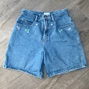 Vintage 90’s Embroidered High Waisted Jean Shorts